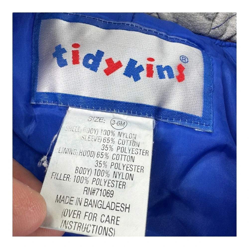 Tidykins Vintage Kids Football Snowsuit 3-6M Red Blue‎ Gray Nylon Cotton